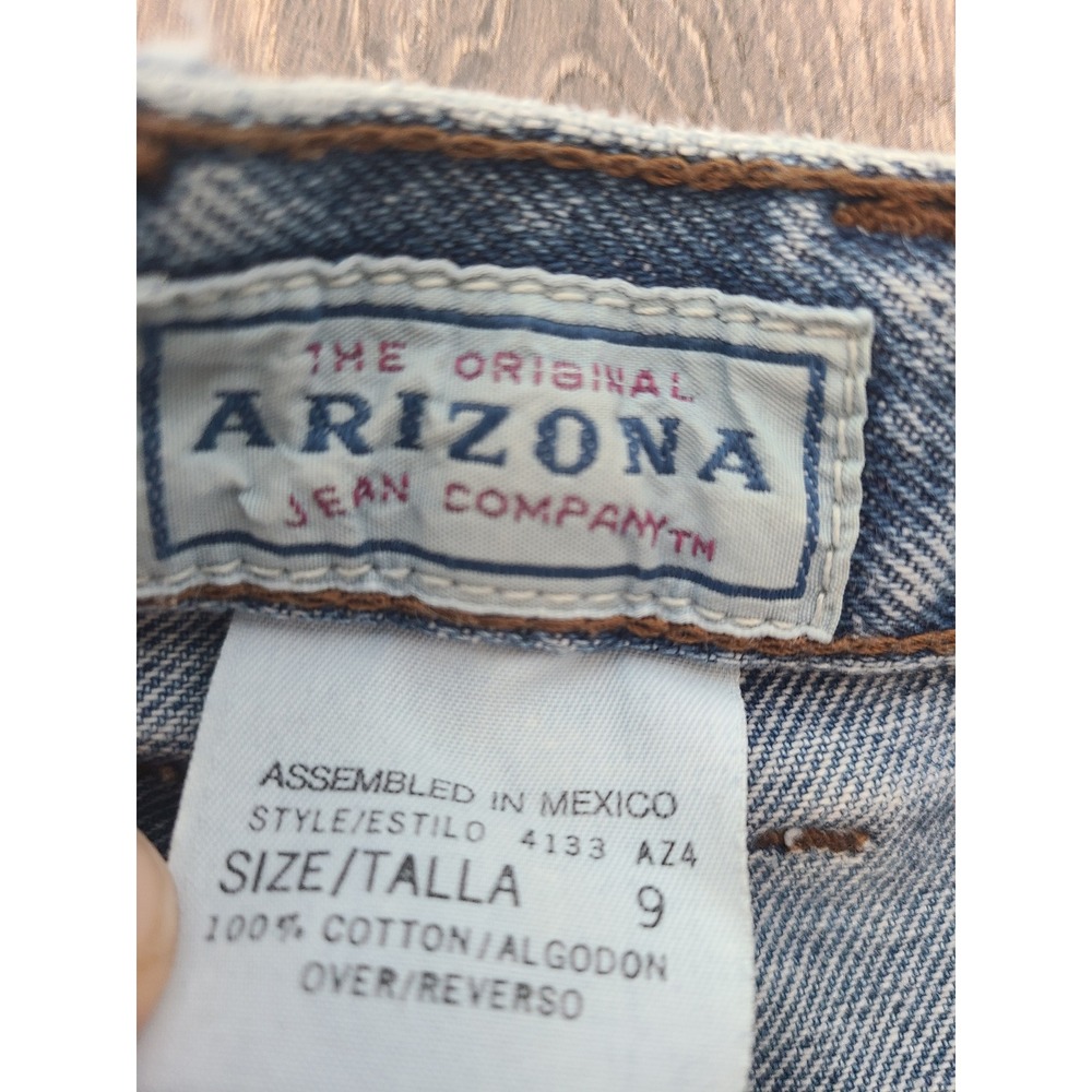 VTG Arizona Jeans 9 High Rise 90s Mom Shorts Heavy Denim Blue Cuffed Button Fly - Picture 4 of 4